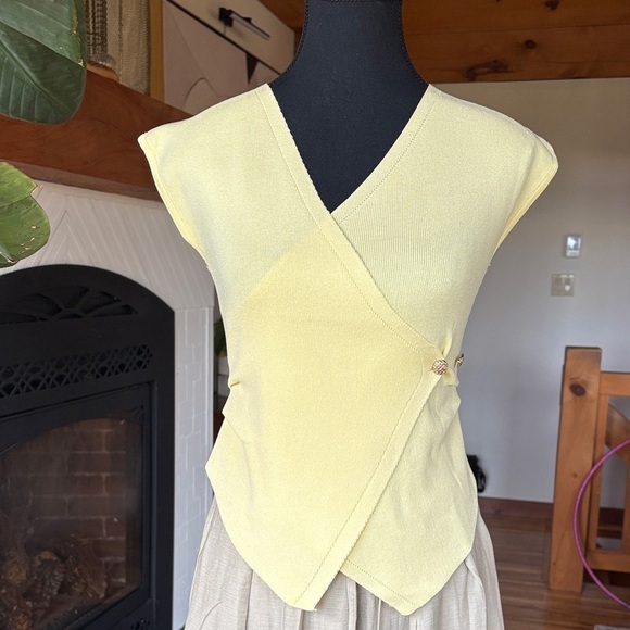 Chic Yellow V-Neck Wrap Sweater - Picture 9 of 10